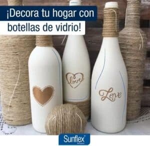 decoración del hogar con botellas de vidrio